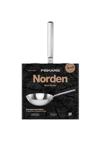Сковорода (1067630) Fiskars Вок Norden 28 см без покриття (369881077)