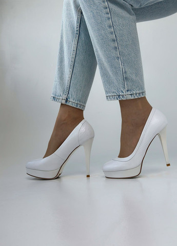Respect Туфлі жіночі білі на високих підборах білий з, україна — демісезон (296623084)