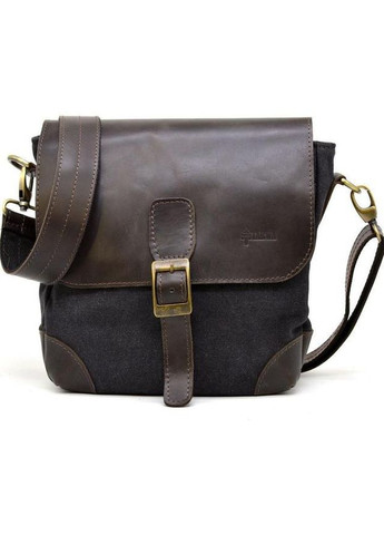 Сумка крос-боді через плече чоловіча з натуральної шкіри та текстилю середня Сірий 36768 TARWA (353690180)