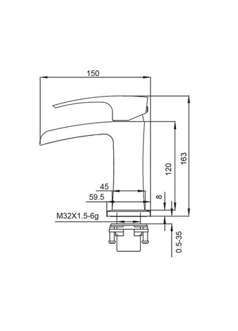 Смеситель для умывальника KB-14007-05 водопад (Цвет черный) (KR3447) KOER (321193854)