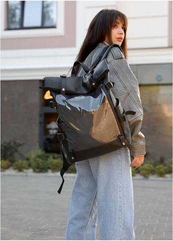 Рюкзак жіночий з екошкіри RollTop Hacking Чорний Sambag (301871136)