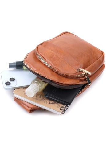 Невелика жіноча сумка з однією лямкою через плече з гладкої екошкіри 22767 Рудий Vintage (304533821)