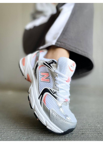 Белые демисезонные кроссовки мужские new balance 530 white silver orange нью беланс 530 No Brand