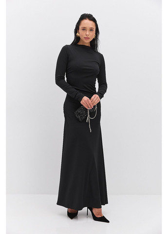 Чорна довге вечірнє плаття з драпіруванням бордове Arjen