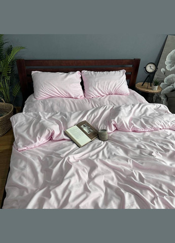 Постільна білизна однотонна полісатин Двоспальна Простирадло на гумці 160x200х20 Пудра 50 х 70 No Brand (333653977)