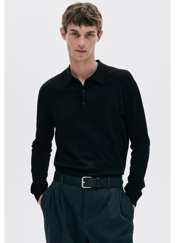 Чорний демісезонний чоловічий светр polo regular fit (58559) м чорний H&M