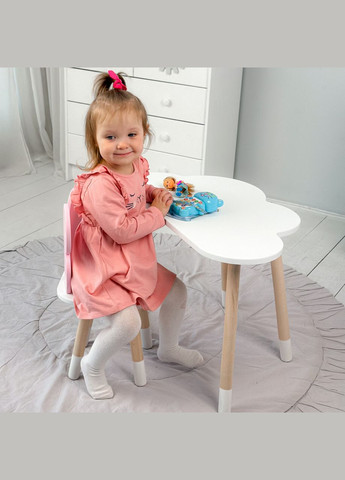Дитячий білий столик хмарка і стілець метелик рожевий. Білий столик дитячий No Brand (361259118)