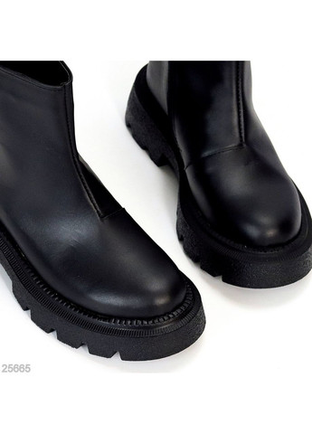 женские зимние ботинки из натуральной кожи rosta, черные, с полушерстью, на массивной подошве No Brand