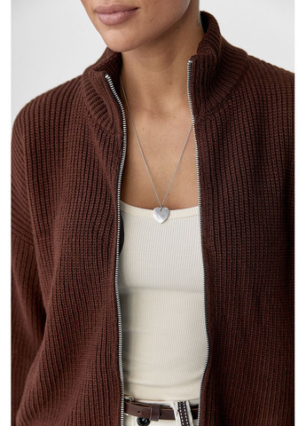 В'язаний однотонний кардиган з коміром-стійкою Lurex (365629478)