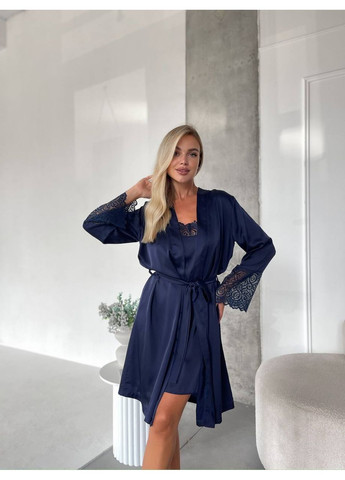 Синий комплект рубашки+халат шелк армани Україна