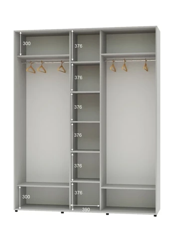 Шафа-купе тридверна Алекса 210*65*240 см ШК-04 Сірий 2 ДСП/Дзеркало з піскострумним малюнком Алекса (394434534)