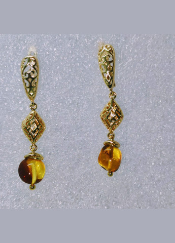 Сережки 3117 з натуральним бурштином MINOV (312018822)