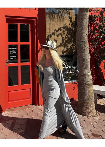 Сірий літній жіночий комплект з сукнею та кардиганом Avanti