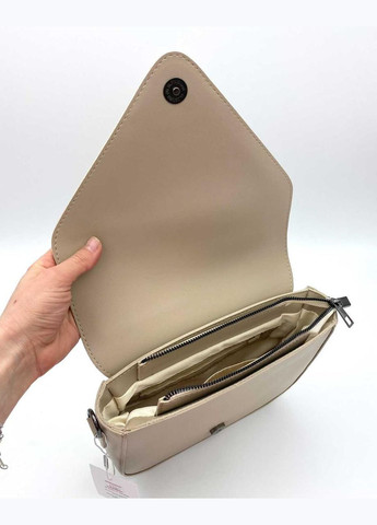 Женская сумка клатч бежевого цвета «Лорен» с длинным ремнем на плечо WeLassie (298570432)