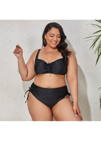Чорний літній роздільний купальник із чашечками великих розмірів. роздільний жіночий купальник із плавками високої посадки 2xl China