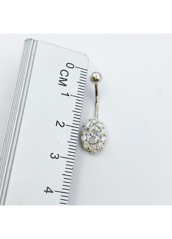 Пірсинг у пуп срібний з кубічним цирконієм "Малинка" 1,8 г No Brand (369737730)