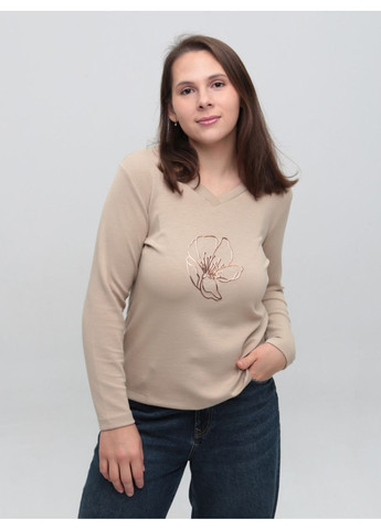 Лонгслив бежевый с принтом прямой с мысом X-trap (369668914)