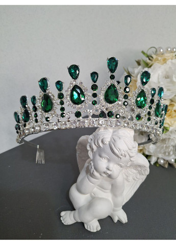 Диадема, тиара для свадебной, вечерней прически 6 см, зеленая No Brand (369162511)