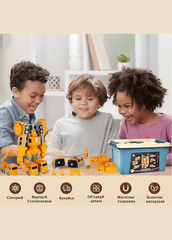 Конструктор дитячий робот трансформер з машинками для дітей від 3 років | Магнітний розвиваючий конструктор для хлопчика YA YA TOY (322456232)