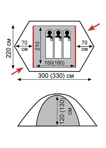Намет ROCK 3 (V2) сірий/червоний (TRT-028) (TRT-028) Tramp (315518468)