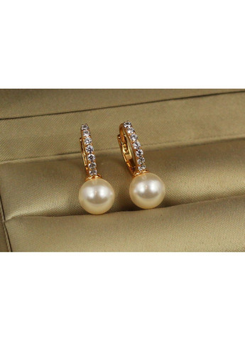 Сережки юність з перлиною 2 см золотисті love-shopping Xuping Jewelry (354659260)