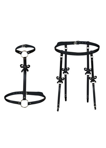 Кожаный набор из портупеи и гартеров Art of Sex - Venecia, размер XS-2XL, цвет Черный No Brand (303884031)