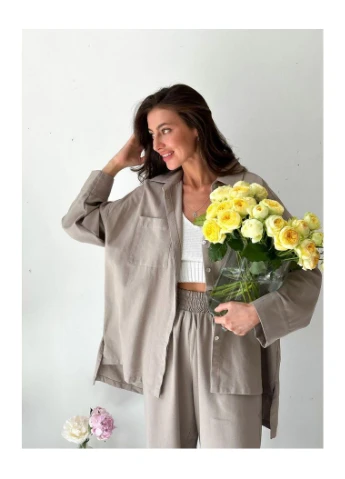 Жіноча сорочка oversize з іспанського льону та бавовни (ak30327p) Art Knit (334894363)