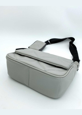 Жіноча стьобана сумка крос-боді з гаманцем з екошкіри «Роуз» сірого кольору WeLassie (372645534)