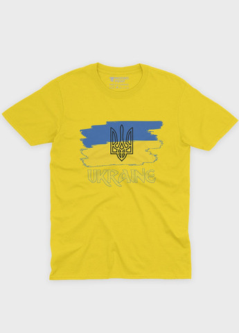 Желтая мужская футболка с патриотическим принтом ukraine (ts001-3-sun-005-1-070) Modno