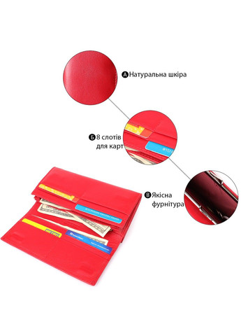 Красивий гаманець для жінок з монетницею із натуральної шкіри 23105 Червоний st leather (330359593)