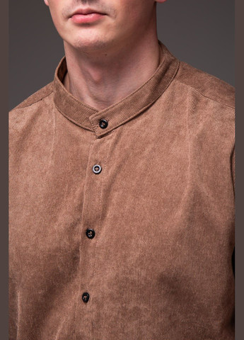 Коричневый летний мужской комплект из вельвета – рубашка + шорты. с рубашкой, с шортами Vakko