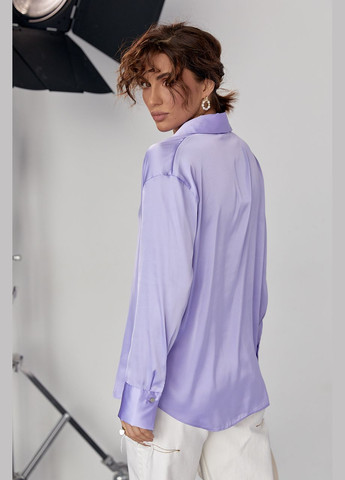 Фиолетовая демисезонная шелковая блуза на пуговицах Lurex