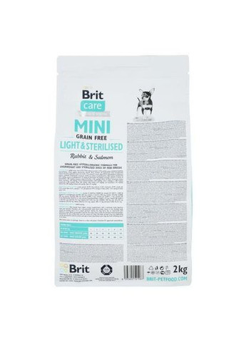 Сухий корм Care GF Mini Light & Sterilised для дорослих собак дрібних порід із зайвою вагою або стерилізованих, з кроликом та Brit (362581440)