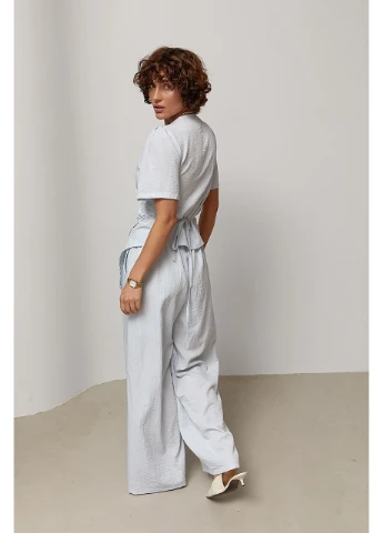 Однотонный костюм с блузой на запах и широкими брюками, ONE SIZE No Brand (399770248)