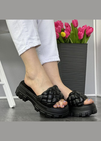 Черные женские шлепки на платформе mengfuna 1486 черные No Brand