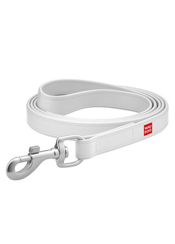 Поводок для собак кожаный WAUDOG Design 122 см белый для маленьких собак ремень для выгула ProDobro (373221217)