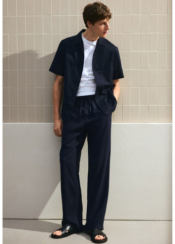 Чоловічі лляні штани Relaxed Fit (58449) S Темно-сині H&M (340233737)
