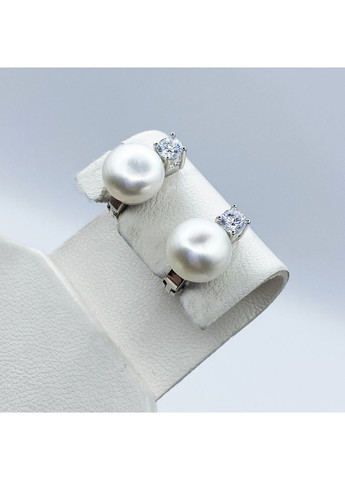 Сережки срібні з перлами та кубічним цирконієм 4,74 г No Brand (369737331)