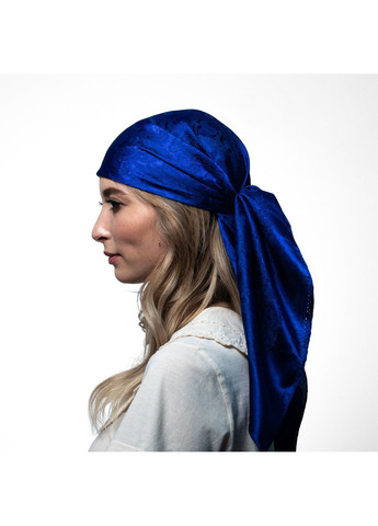 Хустка жіноча з принтом однотонна віскоза синя ТЕРЕСА LuckyLOOK 473-003 (324741737)