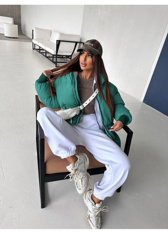 Зеленый демисезонный Пуховик No Brand