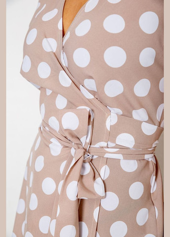 Бежевое повседневный летний сарафан софт v-образный на запах с поясом хаки (sku_241r166) No Brand в горошек