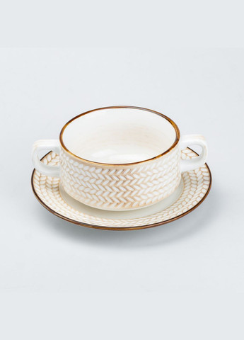 Тарілка для супу глибока 300 мл із блюдцем TS Kitchen (315636498)