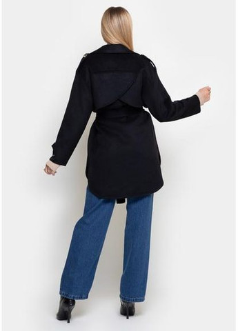 Черное Пальто-рубашка из двойной ткани 64-1007-95-SA Black SAM M Samange