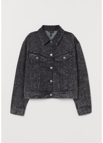 Чорна демісезонна жіноча джинсова куртка н&м (56951) l чорна H&M