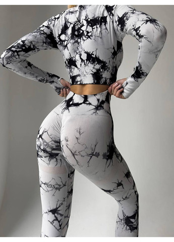 Фітнес костюм “Мармуровий ефект” / Спортивний костюм жіночий з принтом тай-дай / Комплект для тренувань No Brand (367102184)