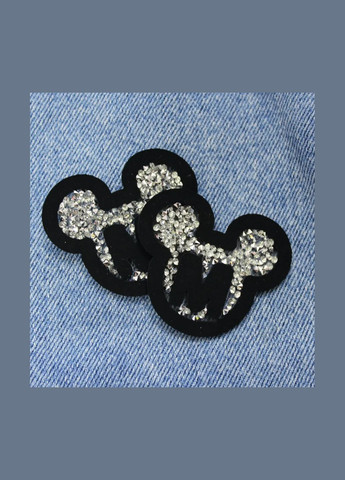 Нашивка з акриловим камінням "Mickey M" d = чорного кольору (3640) No Brand (335811154)