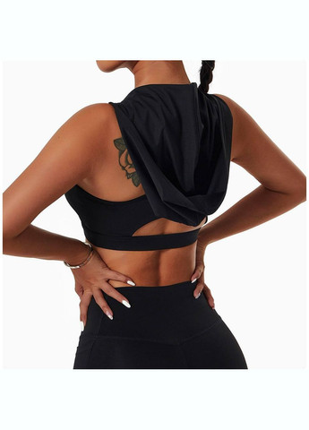 Спортивный костюм без пуш-ап (топ с капюшоном и леггинсы) черного цвета, размер M Trends (330757038)