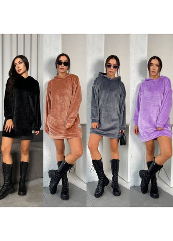 Графитовое платье-туника махра двухстороннее очень теплое с капюшоном Україна