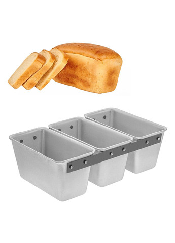 Форма хлебная алюминиевая для выпекания хлеба кирпичик Л7 на 3 секции (34х21.2х11 см) Полімет (299823497)