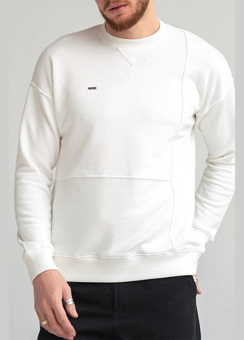 Белый мужской свитшот свободного кроя raise молочный Teamv однотонный (316354826)